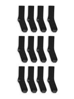 Athletic Works Men's Crew Socks 12 Pack Black with Grey Heel and Toe Moisture Wicking Comfort - Walmart.com